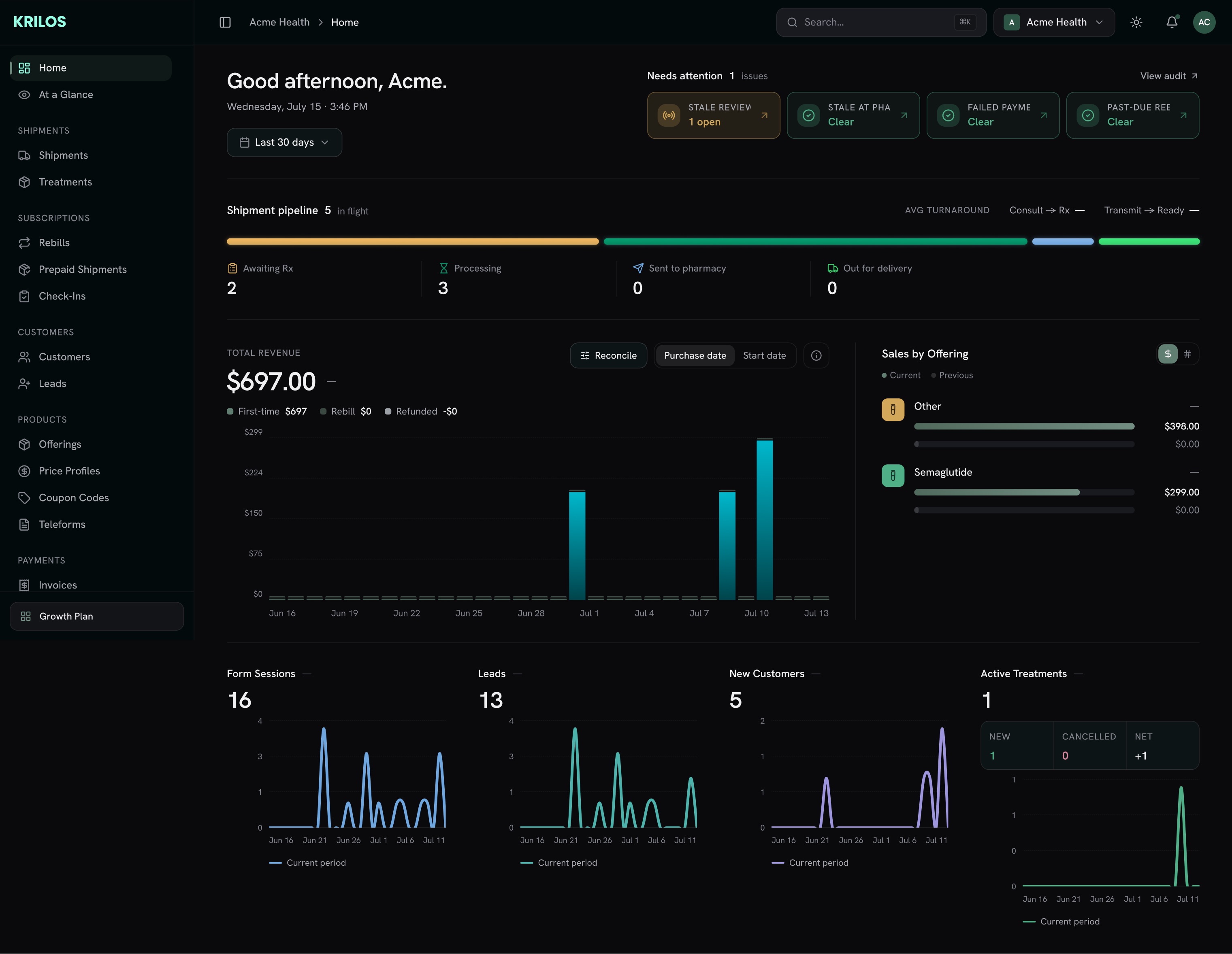 The Krilos operator dashboard